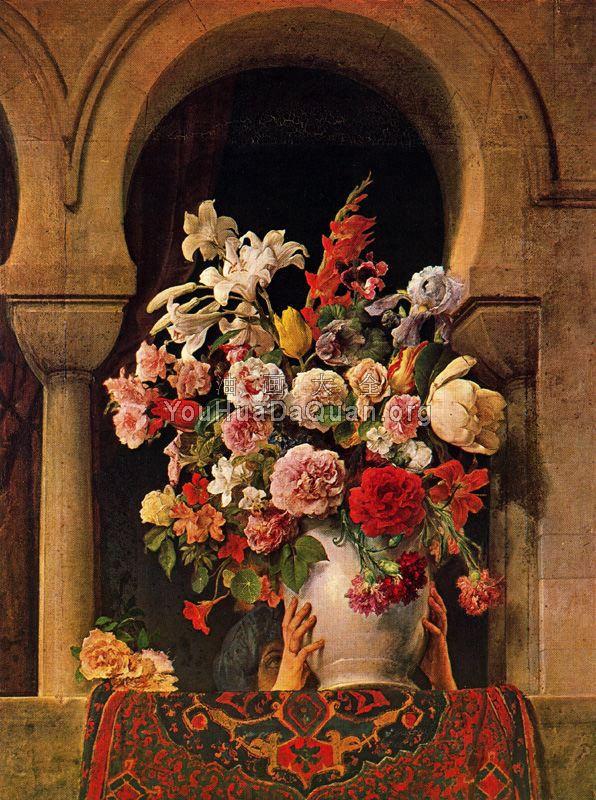 Vase of Flowers on the Window of a Harem - 弗朗切斯科·海兹